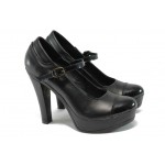 Анатомични дамски обувки от естествена кожа НЛ 200-7903 черен