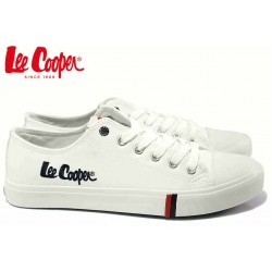 Кецове, мъжки, кожени, гъвкаво ходило, леки, връзки / Lee Cooper 20-30-061 бял / MES.BG
