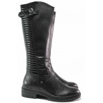 Дамски ботуши, естествена кожа, лак, ANTISHOKK система, за слаб крак XS / Caprice 5-25601-25 черен / MES.BG
