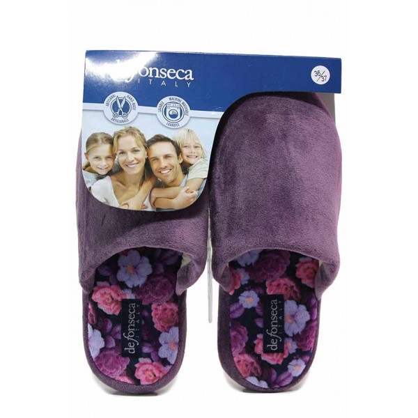 Анатомични домашни чехли с мека подметка, флорален мотив, дамски / Defonseca ROMA TOP W701 лилав / MES.BG