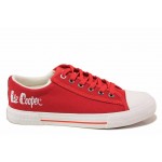 Комфортни текстилни кецове с връзки, удобно ходило, мека стелка / Lee Cooper 211-12 червен / MES.BG