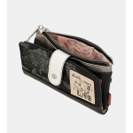 Меко дамско портмоне, еко-кожа, ефектна бродерия, RFID защита, двуцветно / Anekke 38869-907 бял-черен / MES.BG