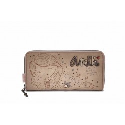 Дамско портмоне с RFID защита, цип, вдъхновяващ дизайн / Anekke 38769-915 бежов / MES.BG