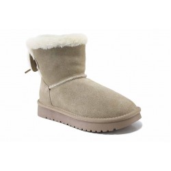 Топли дамски боти, естествен набук, олекотени, тип UGG / АБ CY 181 бежов / MES.BG