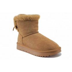 Ежедневни дамски боти -  тип UGG, естествен набук, топли, леки / АБ CY 181 камел / MES.BG