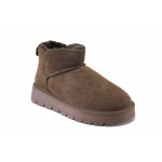 Топли дамски боти, естествен набук, тип UGG, олекотени, ежедневни / АБ CY184 кафе / MES.BG