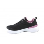 Анатомични дамски маратонки, мемори пяна, леки, подходящи за пералня / Skechers 150370 черен-лилав / MES.BG