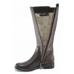 Анатомични дамски ботуши, естествена кожа, XS ширина, равни, леки / Caprice 9-25525-45 т.кафяв / MES.BG